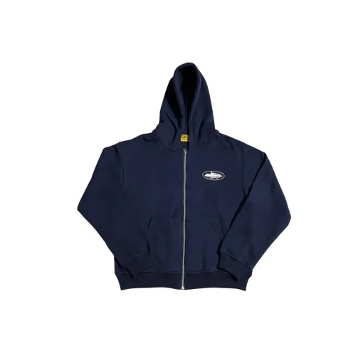 Corteiz Alcatraz Island Puff Print Jacket Navy Blue