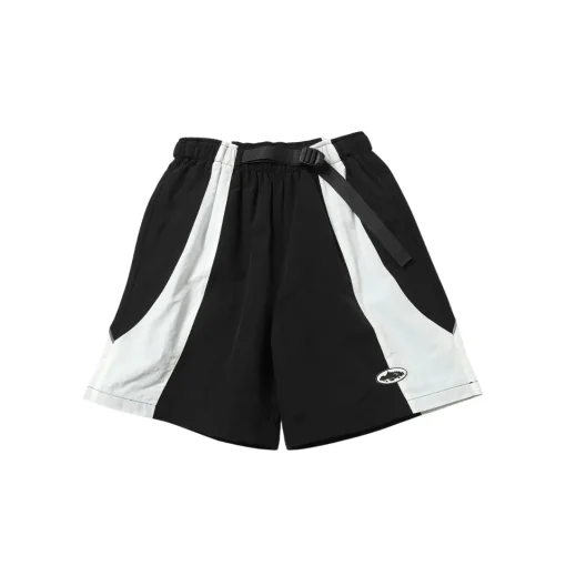 Corteiz Alcatraz Patchwork Windbreaker Shorts Black White