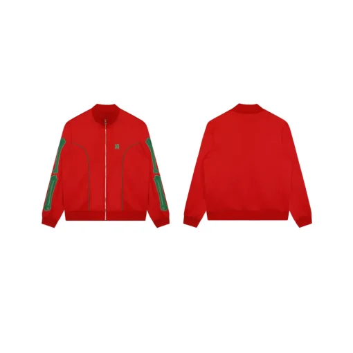 Amiri Sportswear Jacket Red With Green Bones Design