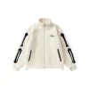 Amiri Bones Appliqued Logo Embroidered Fleece Jacket Cream