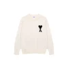 Ami Paris Jacquard ADC Merino Crew Neck Pullover Sweater White