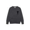 Ami Paris Jacquard ADC Merino Crew Neck Pullover Sweater Dark Gray