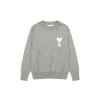 Ami Paris Jacquard ADC Merino Crew Neck Pullover Sweater Gray
