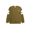 Ami Paris Heart Shaped Towel Embroidery Jacquard ADC Wool V Neck Sweater Brownish Green