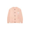 Ami Paris ADC Merino Heart Shaped Alpaca Blend Soft Cozy Knit Cardigan Round Neck Sweater Light Pink