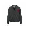 Ami Paris Heart Shaped Cardigan Wool Sweater Gray