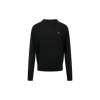 Ami Paris Ami De Coeur Crewneck Cardigan Black Merino Wool