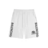 Balenciaga Logo Print Cotton White Shorts With Black Monogram