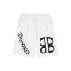 Balenciaga Logo Print Cotton Shorts White