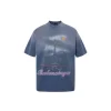 Balenciaga Paris Short Sleeve Oversized T Shirt Faded Blue