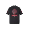 Balenciaga Metal Stencil Cotton T Shirt Faded Black Red