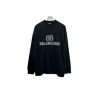 Balenciaga Oversized Full Black Sweater With White Embosed Monogram