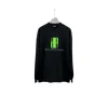 Balenciaga Oversized Full Black Sweater With Green Embosed Monogram
