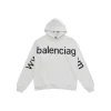 Balenciaga Hoodie White With Black Name Texted