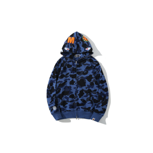 BAPE Classic Shark Head Terry Full Zip Hoodie Blue