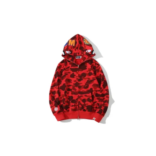 BAPE Classic Shark Head Terry Full Zip Hoodie Red