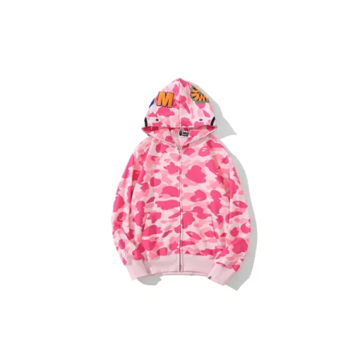 BAPE Classic Shark Head Terry Full Zip Hoodie Pink