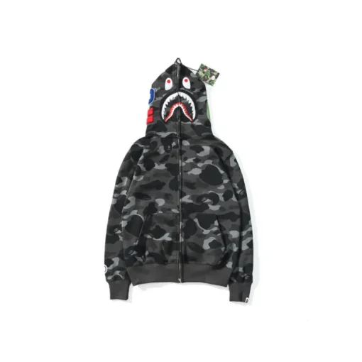 BAPE Camo Shark Full Zip Hoodie Gray