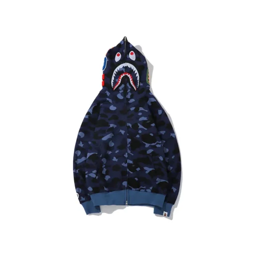 BAPE Camo Shark Full Zip Hoodie Blue