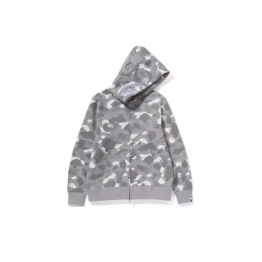 BAPE Shark Head Polka Dot Camouflage Full Zip Hoodie Gray