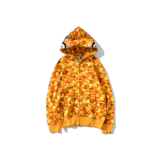 BAPE x Pubg collab Shark Head Camouflage Full Zip Hoodie Orange