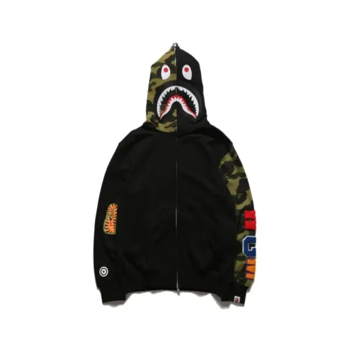 BAPE Shark Head Camouflage Full Zip Hoodie Black