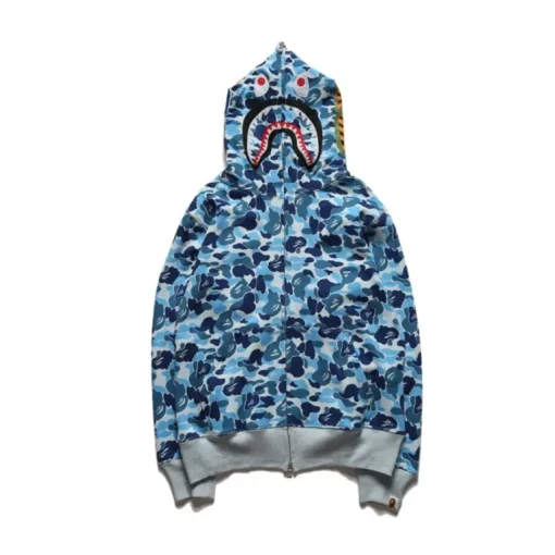 BAPE Shark Head Camouflage Full Zip Hoodie Blue