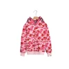 BAPE Shark Head Glow In The Dark Polka Dot Full Zip Double Hooded Hoodie Camouflage Light Red
