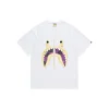 BAPE Camo Purple Yellow Flame Shark Face Design T Shirt White