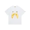 BAPE Camo Shark Face White T Shirt Yellow Flame Design