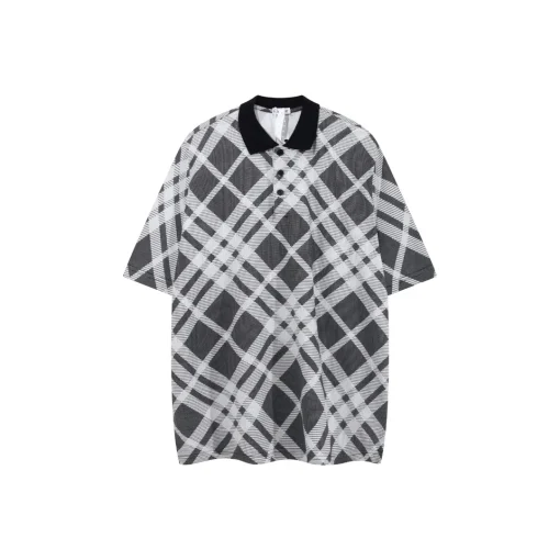 Burberry Cheack Harrington Polo T Shirt Dark Gray