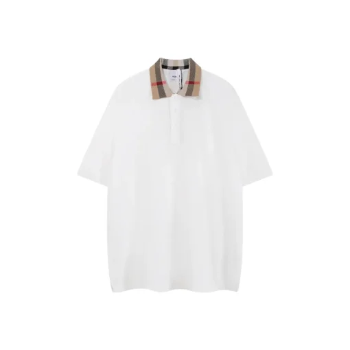Burberry Cheack Harrington Polo T Shirt White