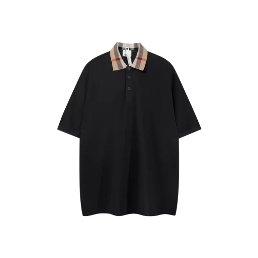 Burberry Cheack Harrington Polo T Shirt Black