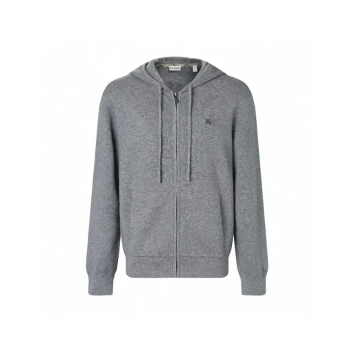 Burberry Zipper Gray Hooded Jacket Hoodie