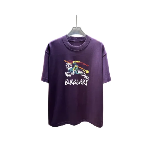 Burberry Equestrian Knight Design Cotton T Shirt Purple