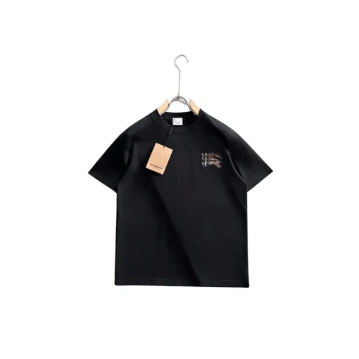 Burberry Equestrian Knight Design Logo Short Sleeved T Shirt Black