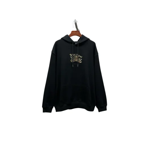 Burberry Hooded Hoodie Black With Center Monogram