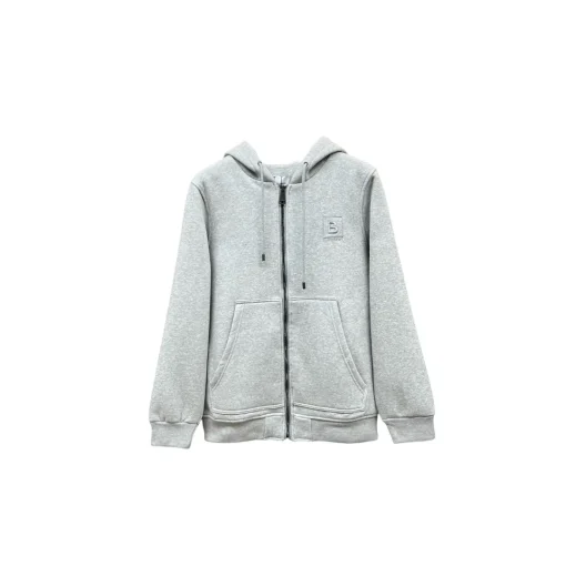 Burberry Zipper Hooded Hoodie Gray