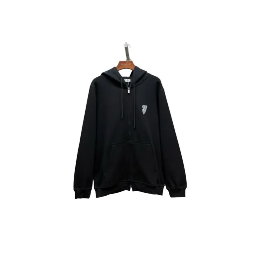 Burberry Zipper Hooded Hoodie Black