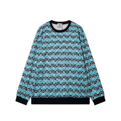 Casablanca Monogram Mohair Blend Crewneck Black Mint Green Sweatshirt