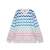 Casablanca Gradient Wave Crochet White Cotton Multi Color Pattern Sweatshirt