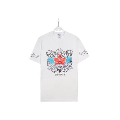CASABLANCA Flower Monogram With Design T Shirt White