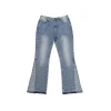 Gallery Dept. White With Denim Blue Jeans With Frayed Hem