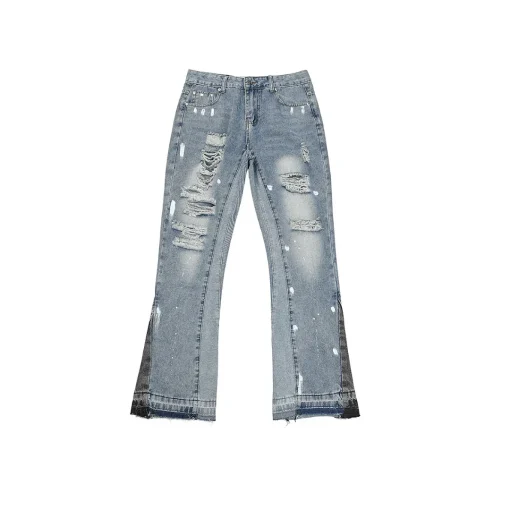 Gallery Dept. White With Faded Gray Jeans With Frayed Hem