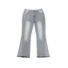 Gallery Dept. White With Faded Gray Flared Jeans Frayed Hem