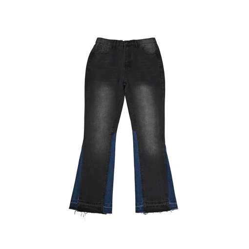 Gallery Dept. Black With Faded Gray Flared Jeans Frayed Hem
