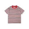 GALLERY DEPT. Striped T Shirt With Red Collar Neck