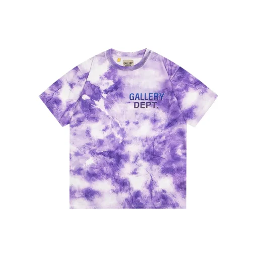 GALLERY DEPT. Exploited T Shirt Purple With White Tie Dye