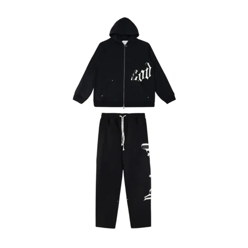 Fear Of God ESSENTIALS Tracksuit Set Black With White Logo