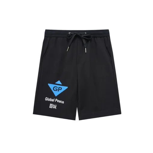 Givenchy Black Short With Blue Logo Monogram